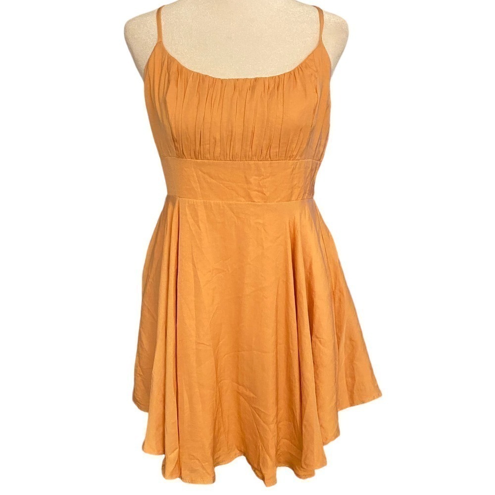 NWT Saints + Secrets Womens Peach High Waist Sharkbite Hem Sundress Size Large